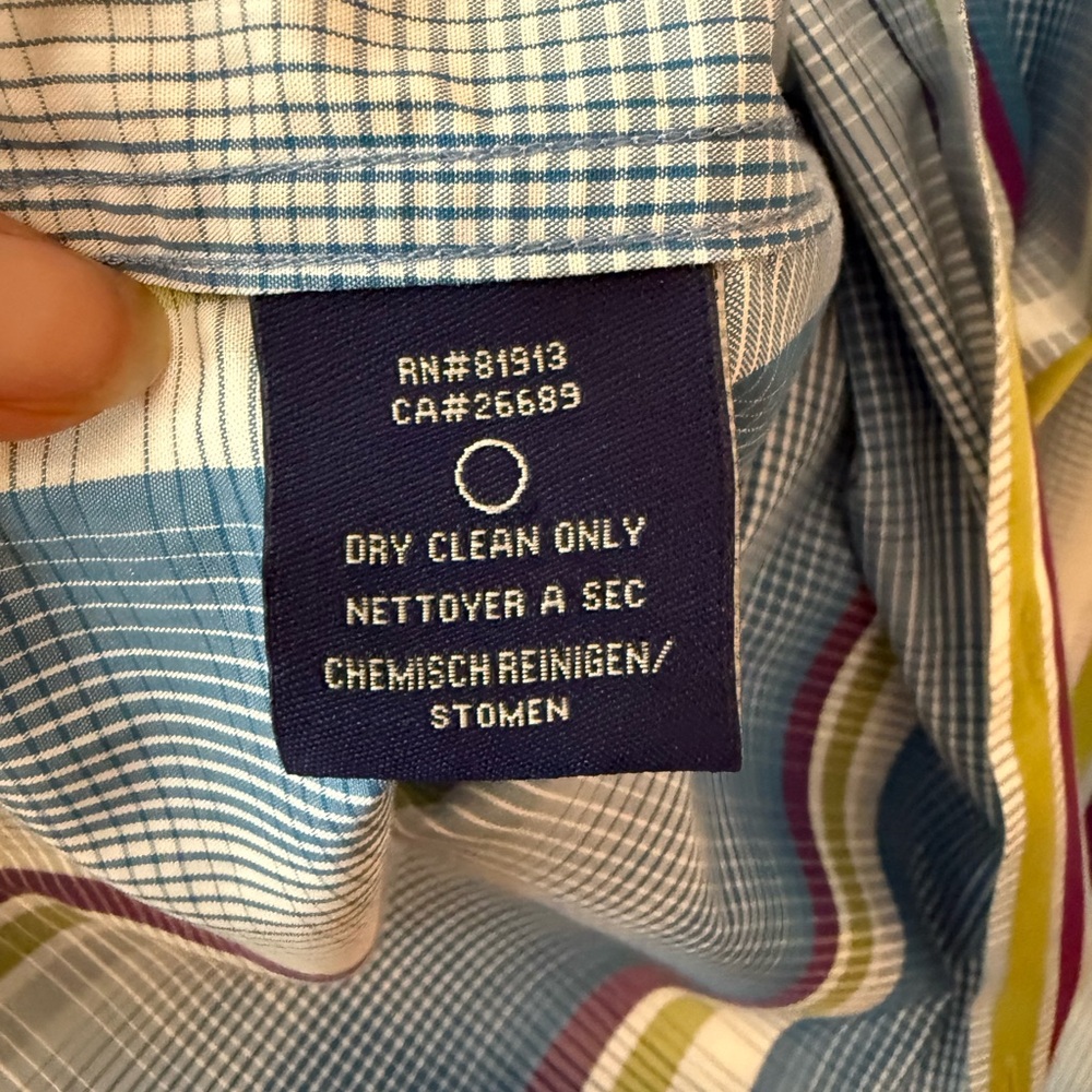 adidas Vertical Stripe Button-Down Shirt in Blue, Purple & Green - Picture 4 of 6